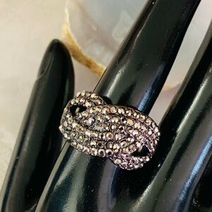 Marcasite Crystal Bronze Tone Stretch Ring